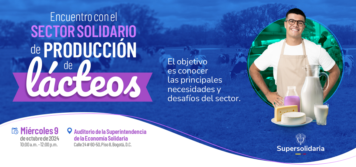 Banner de encuentro solidario de producción de lácteos.