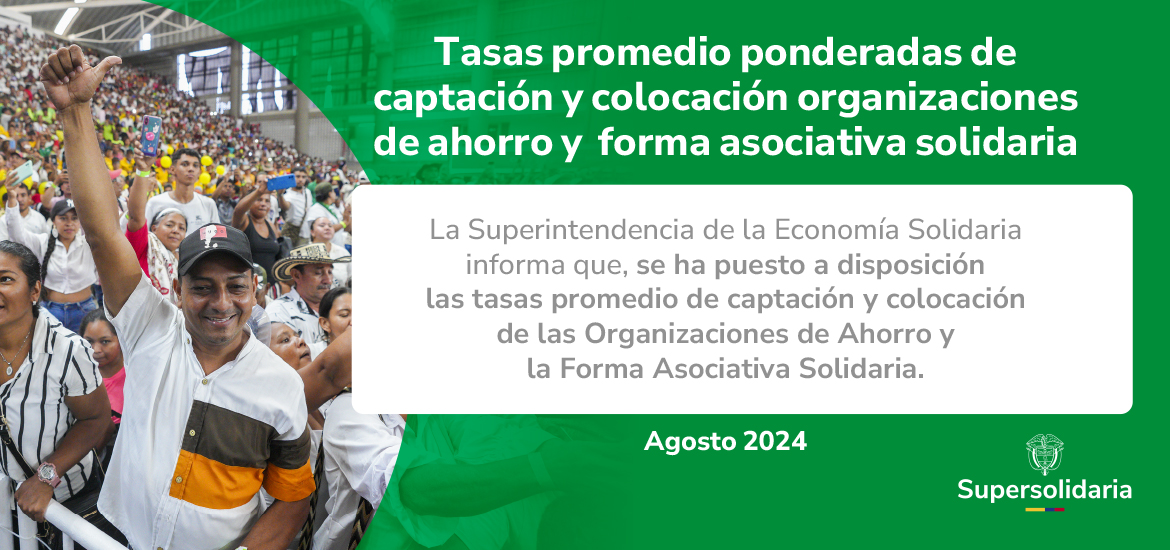 Banner tasas de captación delegatura asociativa agosto 2024