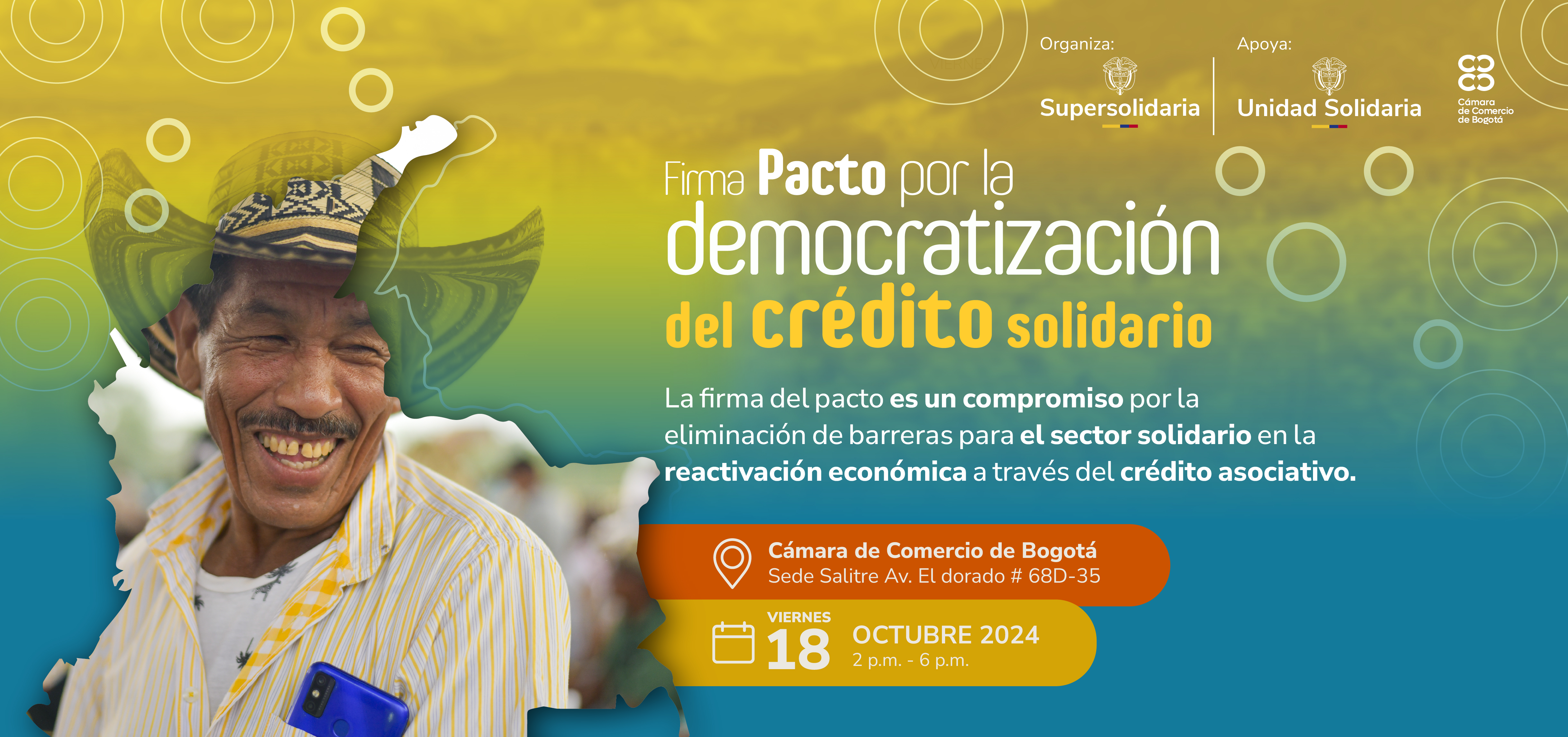 Banner evento pacto democratización del crédito.