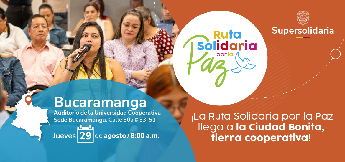 banner de la convocatoria de la ruta solidaria por la paz en Bucaramanga el jueves 29 de agosto