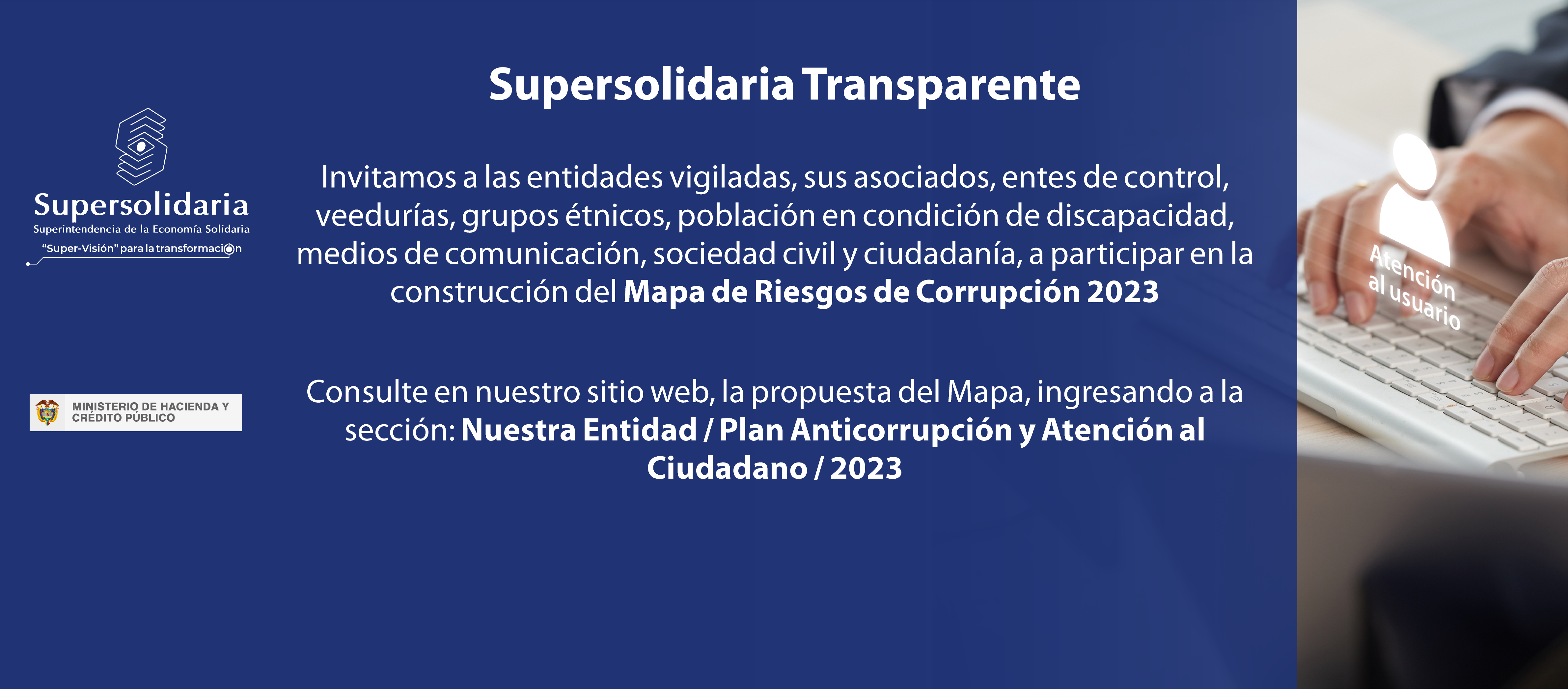 Imagen banner web que informa acerca de la publicación para comentarios del mapa de riesgos de corrupción para la vigencia 2023