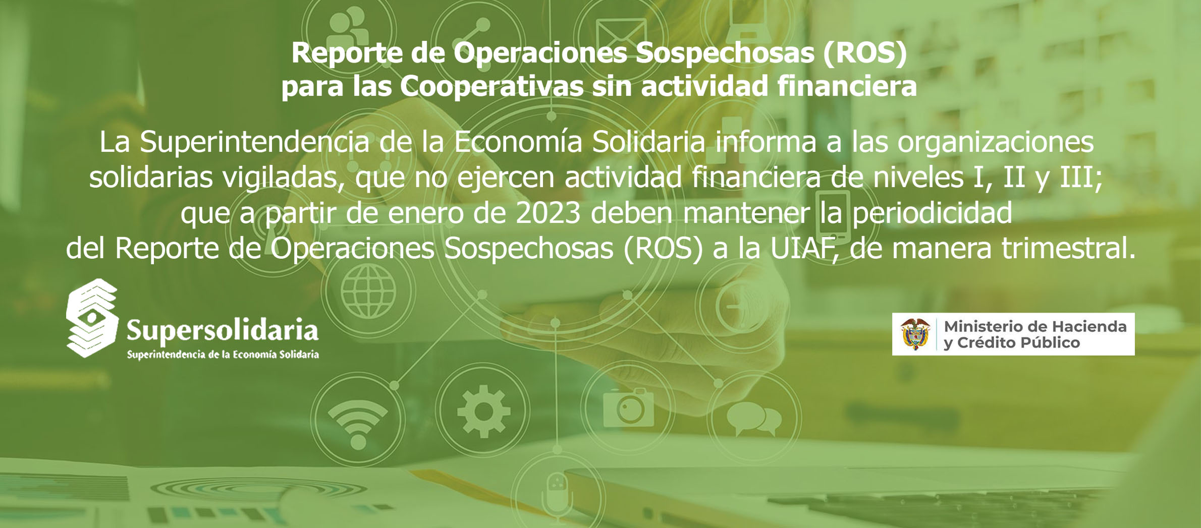 Imagen a manera de banner web sobre Reporte Operaciones Sospechosas Cooperativas sin actividad financiera 