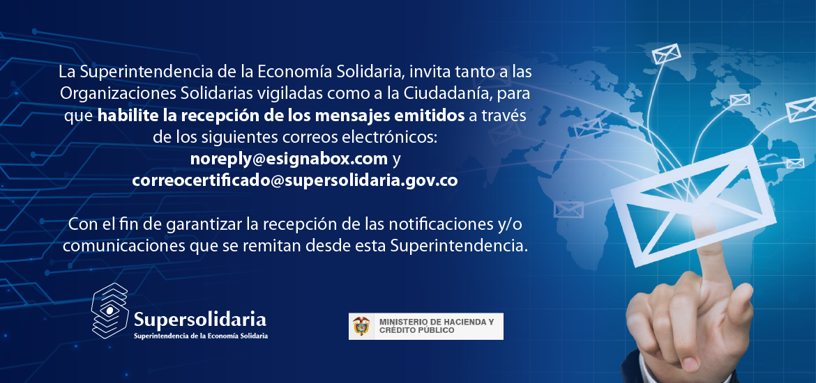 banner web correos electrónicos para recepción de notificaciones y/o comunicaciones