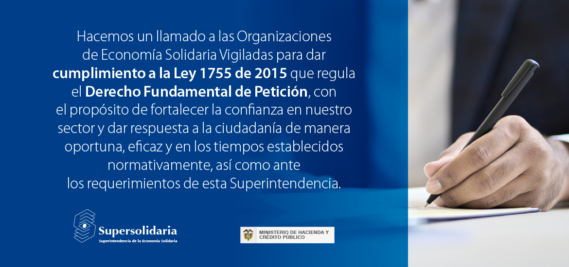 Imagen a manera de banner en el que se reitera deber de responder derechos de petición de los asociados del sector