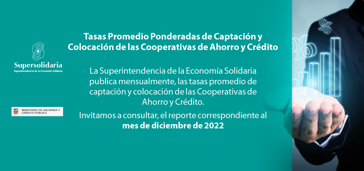 banner web publicación tasas promedio ponderadas captación y colocación cooperativas ahorro y crédito diciembre 2022