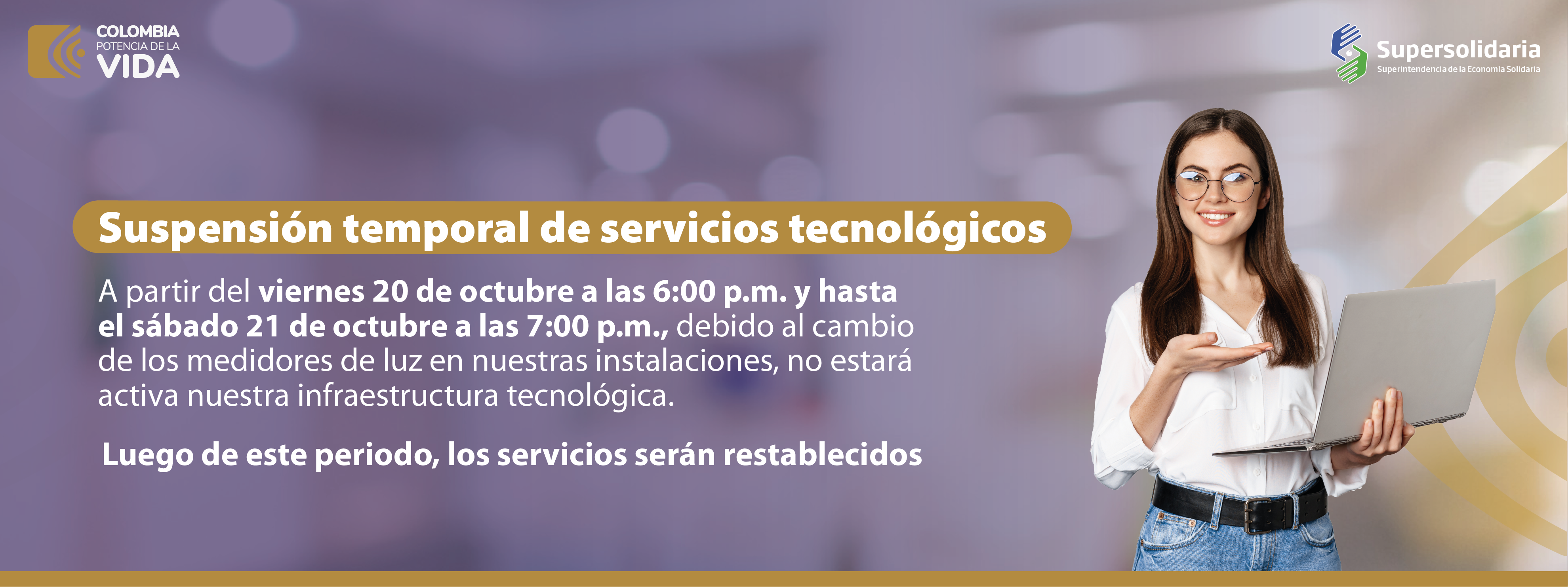 Entre el viernes 20 y sábado 21 de octubre, se presentarán novedades en los servicios digitales