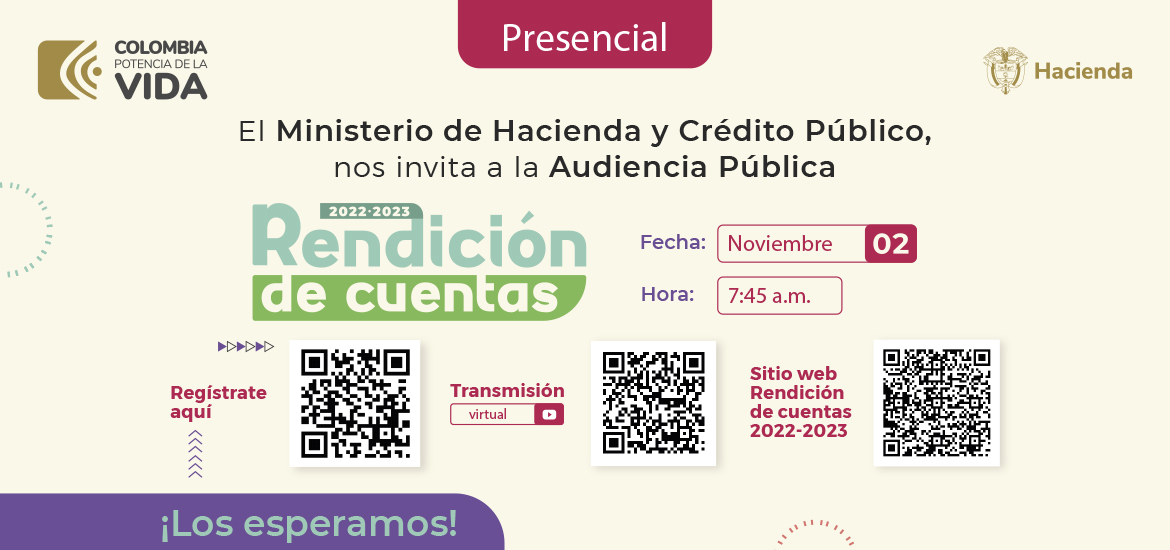 Próximo 2 de noviembre, el Ministerio de Hacienda y Crédito Público, rinde cuentas a la ciudadanía