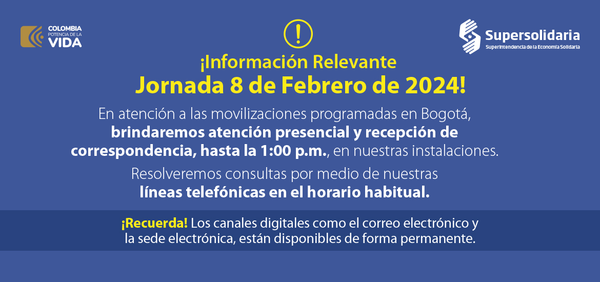 Información relevante sobre la atención presencial, durante la jornada del 8 de febrero de 2024