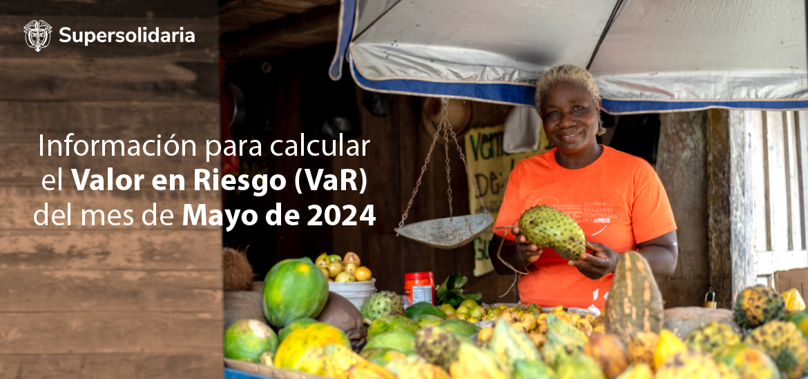 Banner de la publicación del indicadot VAR de mayo 2024, fondo de mujer afrodescendiente del lado derecho sosteniendo una fruta.