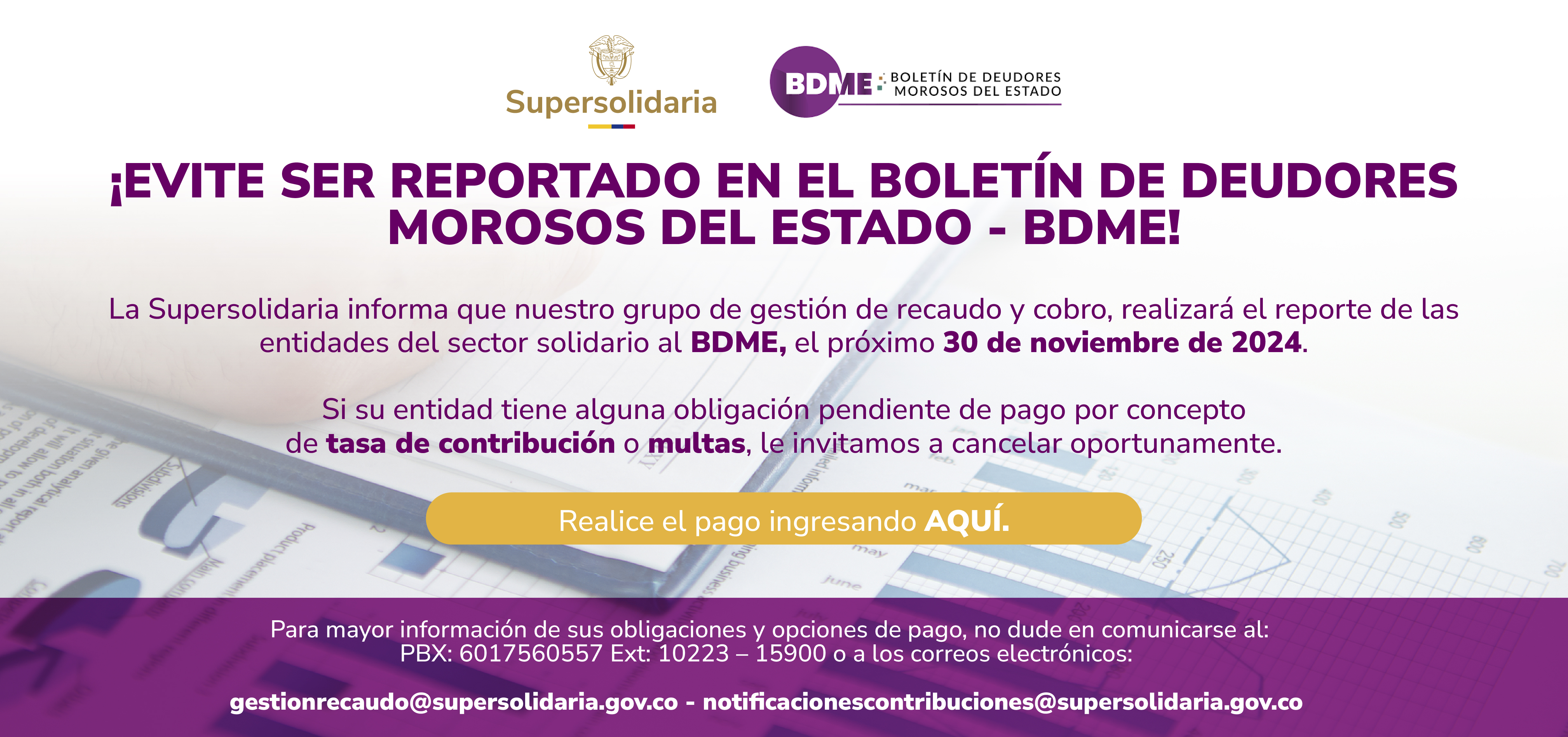 Banner reporte boletín de morosos BDME