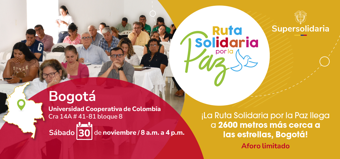 Banner para de la ruta solidaria por la paz en Bogotá