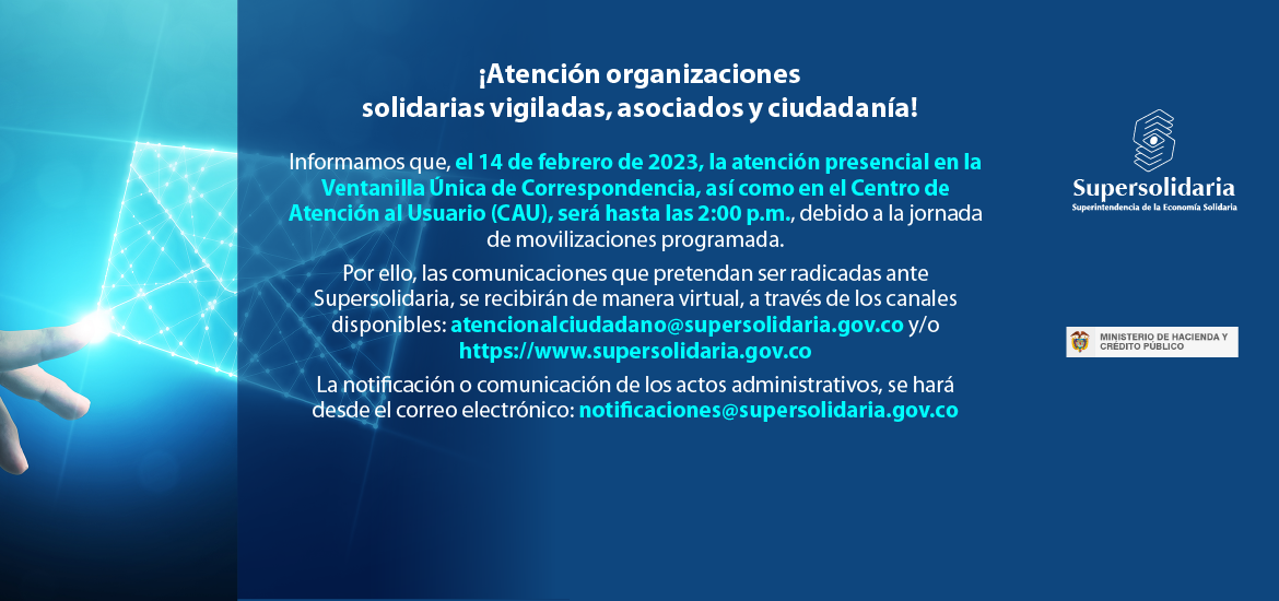 Supersolidaria prestará atención presencial hasta las 2:00 p.m.