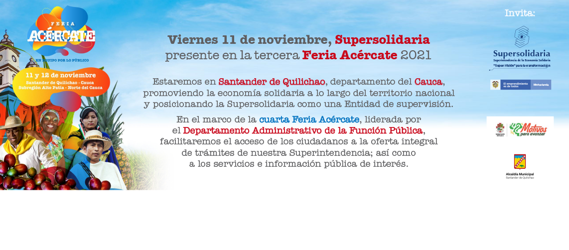 ¡Supersolidaria en las regiones! El 11 y 12 de noviembre estaremos en Santander de Quilichao, departamento del Cauca