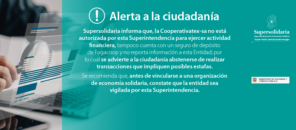 Alerta a la ciudadanía sobre Cooperativatex-sa