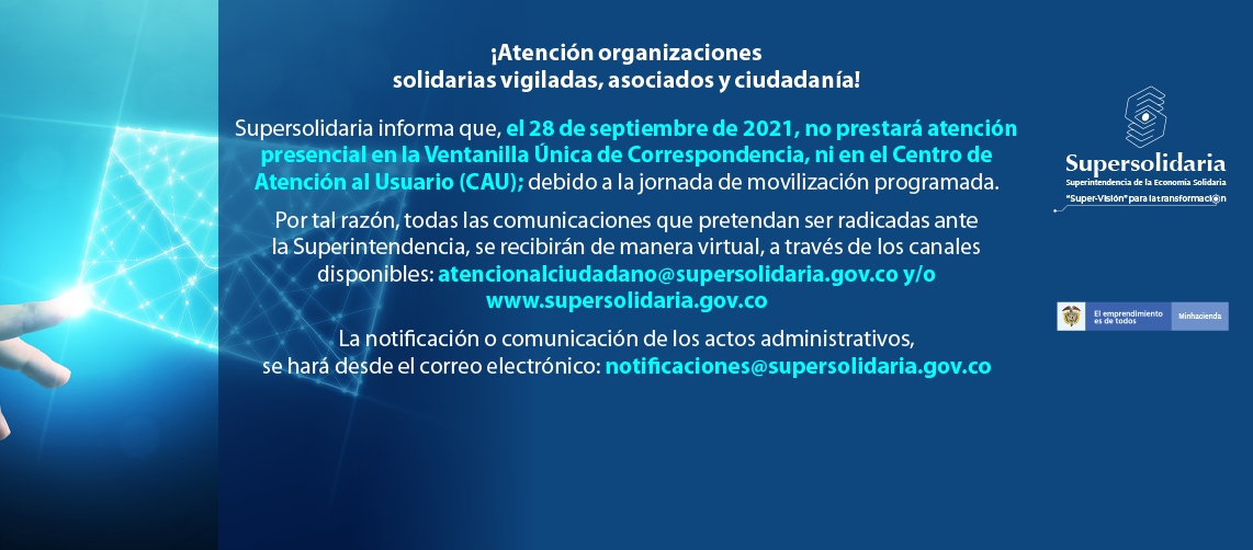 El martes 28 de septiembre, Supersolidaria prestará atención 100% virtual