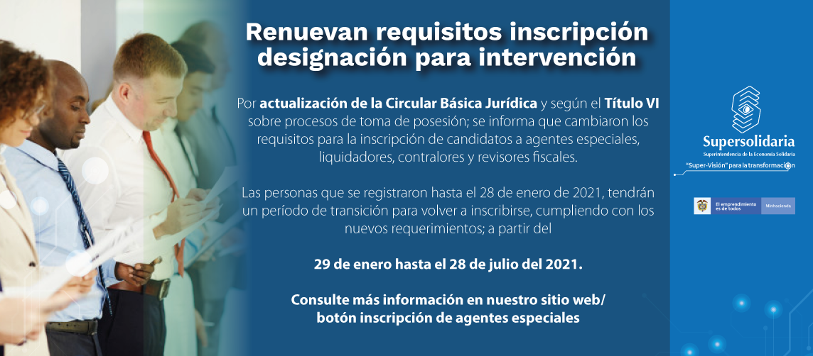 Se renuevan requisitos inscripción designación para intervención