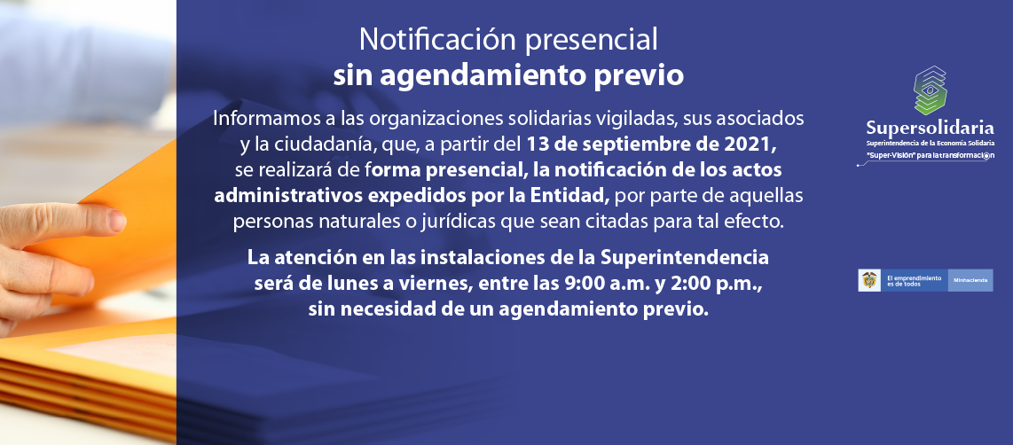 Notificación presencial sin agendamiento previo