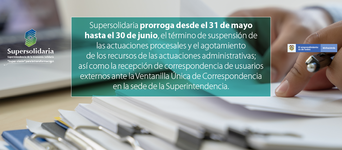 Se prorroga desde el 31 de mayo hasta el 30 de junio, medida suspensión términos