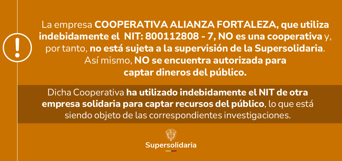 Banner de advertencia sobre cooperativa.