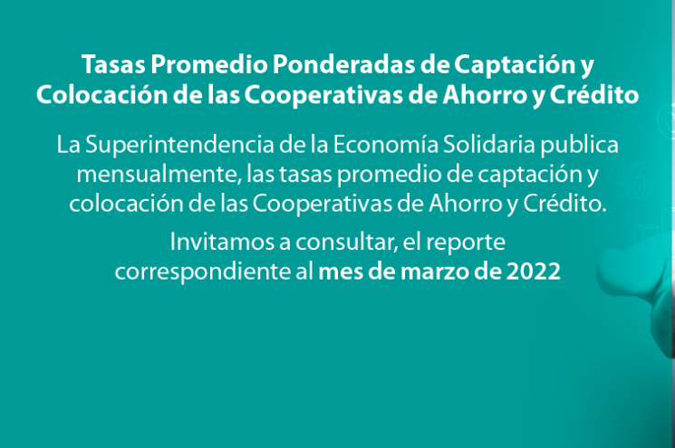 Tasas Promedio Ponderadas Captación y Colocación Cooperativas de Ahorro y Crédit Tasas Promedio Ponderadas Captación y Colocación Cooperativas de Ahorro y Crédit