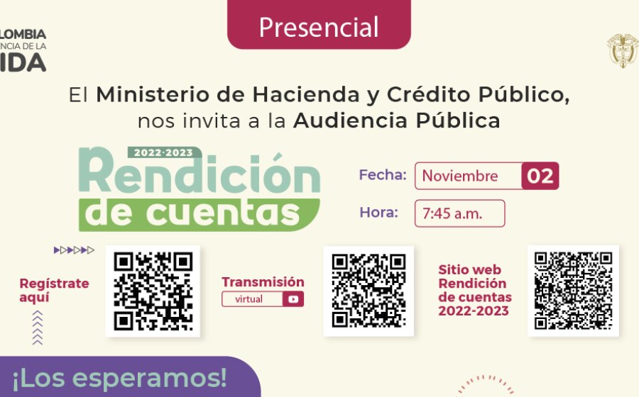 Próximo 2 de noviembre, el Ministerio de Hacienda y Crédito Público, rinde cuentas a la ciudadanía