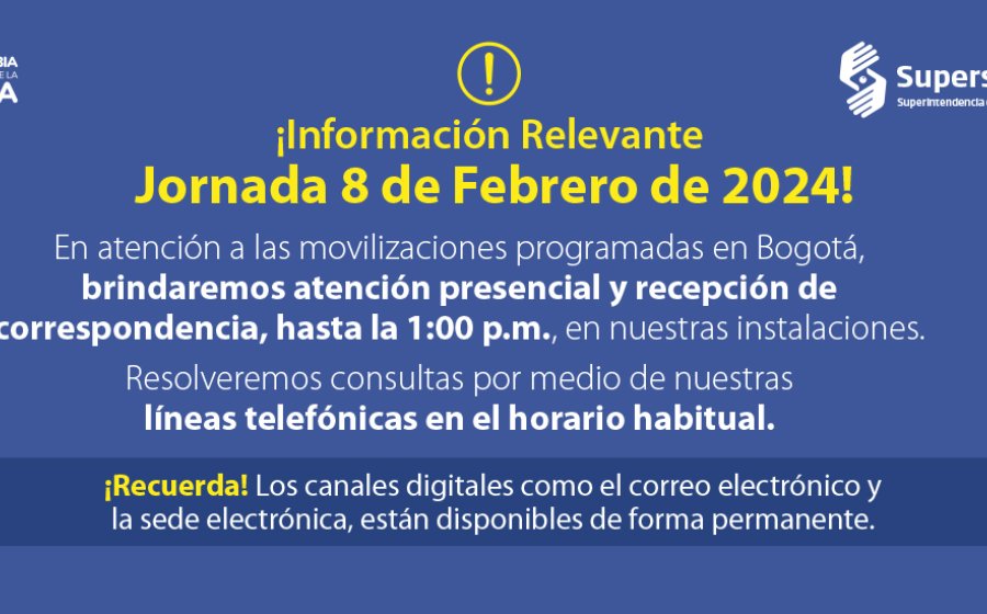 Información relevante sobre la atención presencial, durante la jornada del 8 de febrero de 2024