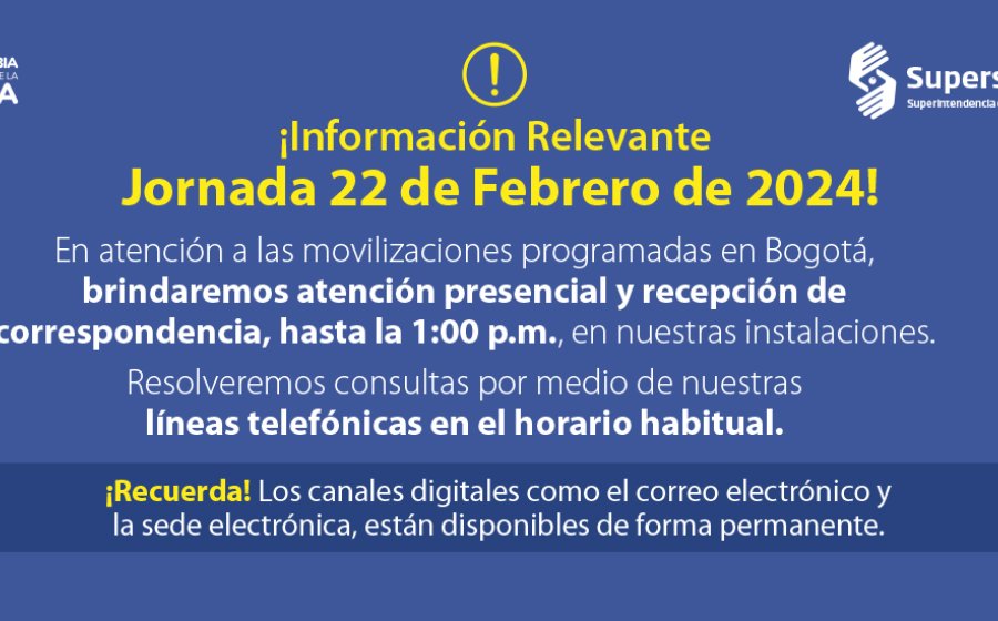 Información relevante sobre la atención presencial, durante la jornada del 22 de febrero de 2024