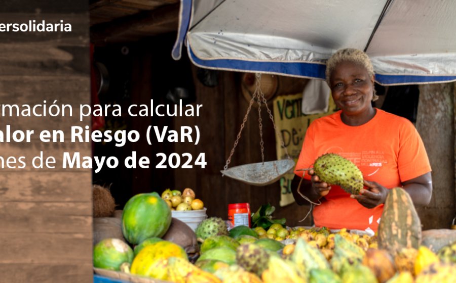 Banner de la publicación del indicadot VAR de mayo 2024, fondo de mujer afrodescendiente del lado derecho sosteniendo una fruta.