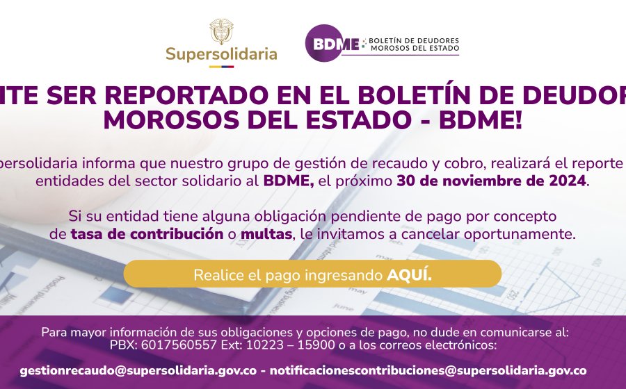 Banner reporte boletín de morosos BDME