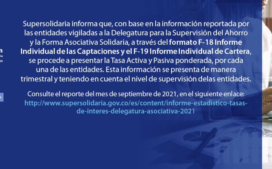 Tasa Activa y Pasiva Ponderada Septiembre 2021 Entidades Delegatura Asociativa