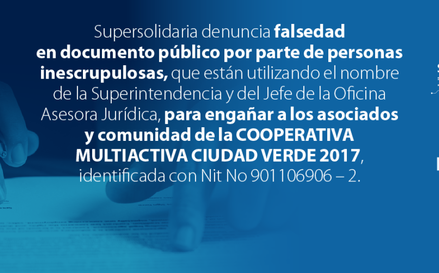 Llamado de prevención para asociados y comunidad de la Cooperativa Multiactiva Ciudad Verde 2017, NIT 901106906 – 2