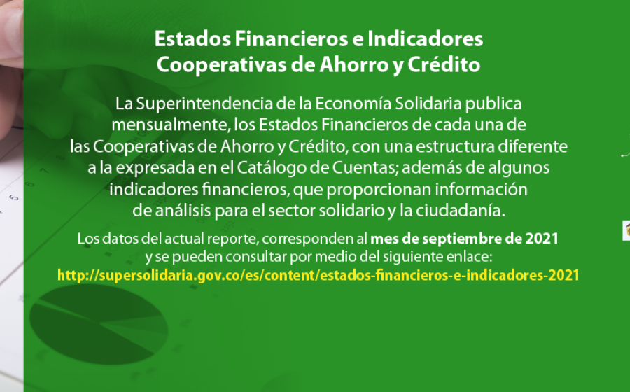 Estados financieros e indicadores Cooperativas de Ahorro y Crédito septiembre 2021