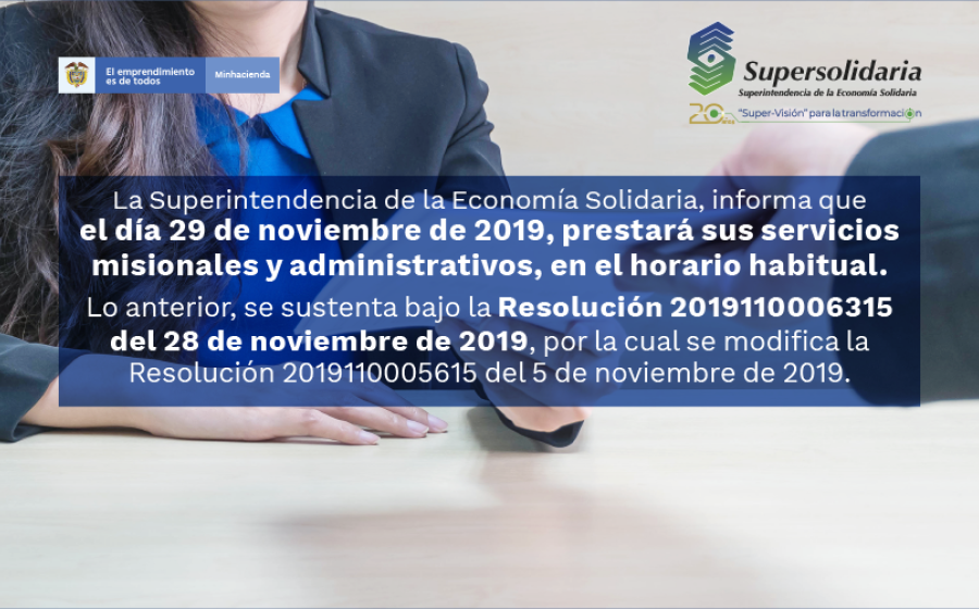 Mañana Supersolidaria prestará sus servicios misionales y administrativos