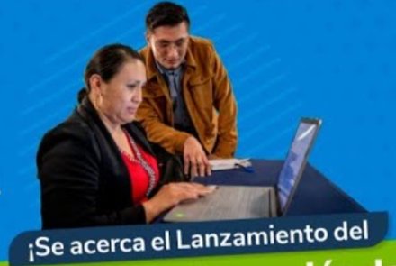 banner evento sicses dos personas viendo un computador, lanzamiento del nuevo cargador